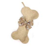 Christmas Stockings Jute Dog Bone Fish Shape Christmas Decoration
