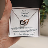 To My Beautiful Daughter Two-tone Double Heart Necklace

