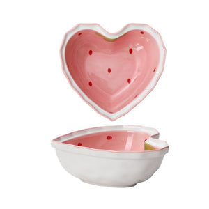 Ceramic Strawberry Heart Shaped Bowl