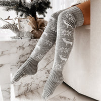 Chaussettes chaudes tricotées au-dessus du genou pour Noël d'hiver
