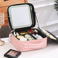 Portable LED Makeup Storage Bag With Mirror