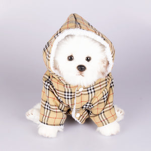 Plaid Hooded Sweatshirt Dog Jacket