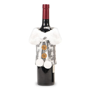 Fur Ball Knitted Shawl Wine Bottle Cover