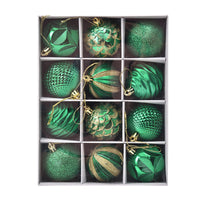 Christmas Ball Painted Decorative Ornament Gift Set (12 Pcs)
