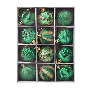 Christmas Ball Painted Decorative Ornament Gift Set (12 Pcs)