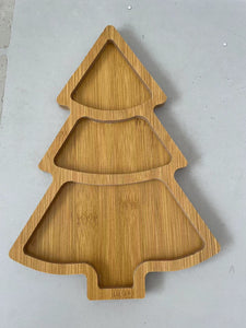 Bandejas de madera con forma de árbol de Navidad