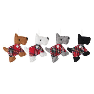 Christmas Tree Plaid Scottie Dog Ornaments