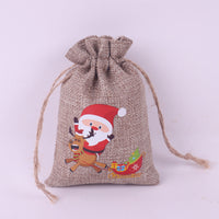 Christmas Pattern Coarse Linen Drawstring Sacks
