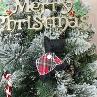 Christmas Tree Plaid Scottie Dog Ornaments
