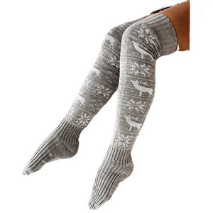 Chaussettes chaudes tricotées au-dessus du genou pour Noël d'hiver