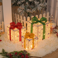 Lighted Up Outdoor Christmas Decorations Luminous Christmas Gift Box With Bow
