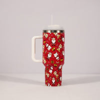 Tasse à motif de noël avec couvercle et poignée, verres en paille, gobelet sous vide en acier inoxydable, grande capacité, tasse à café de voyage en voiture, nouvelle collection
