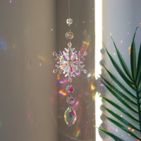 Christmas Colorful Snowflake Crystal Sun Catcher Ice Pillar Pendant Window Christmas Tree Decoration Party Pendant Christmas Decorations
