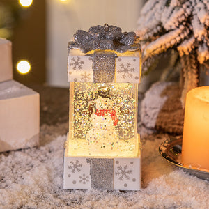 Christmas Gift Box Snow Globe Ornament Lights