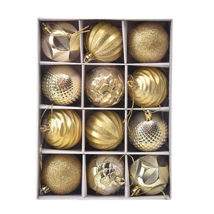 Christmas Ball Painted Decorative Ornament Gift Set (12 Pcs)