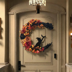 Halloween Wreath Witch Cat Moon Wreath Bat