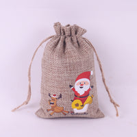 Christmas Pattern Coarse Linen Drawstring Sacks
