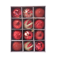 Christmas Ball Painted Decorative Ornament Gift Set (12 Pcs)
