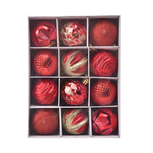 Christmas Ball Painted Decorative Ornament Gift Set (12 Pcs)