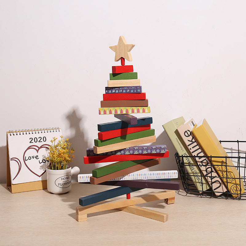 Christmas Tree Wooden Blocks Decorations