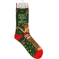 Christmas Sloth Don't Hurry Be Merry Socks
