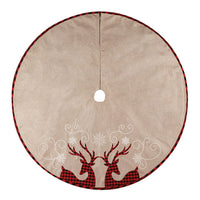 Plaid Reindeer Linen Tree Skirt
