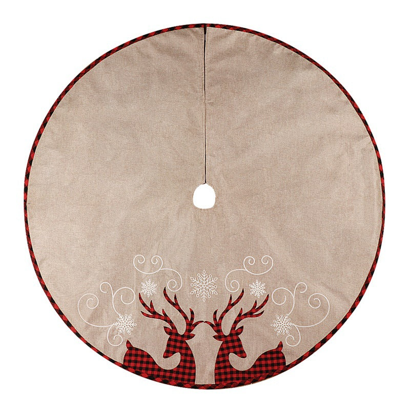 Plaid Reindeer Linen Tree Skirt