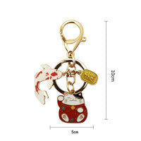 Japanese Style Fortune Lucky Cat Koi Keychain
