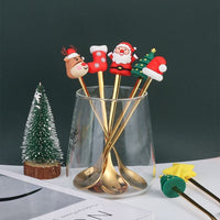 Stainless Steel Christmas Spoon And Fork Set, Creative Gift Tableware, Cute Christmas Tree & Snowman Coffee Spoons (6 Pcs)