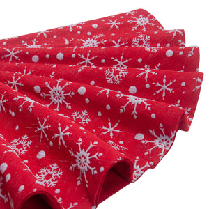 Christmas Non-woven Fabric White Color With Red Outsole Snowflake Tree Skirt