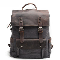 Unisex College Vintage Canvas Leather Backpack
