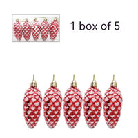 Glitter Flocked Metallic Pine Cone Christmas Ornaments