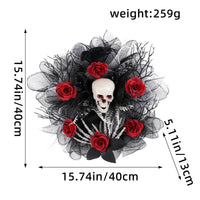 Halloween Red Rose Skull Mesh Garland Door Hanging Decoration