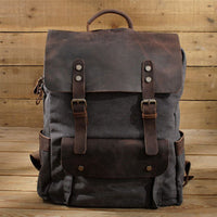 Unisex College Vintage Canvas Leather Backpack
