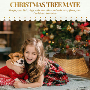 Natural,27 Inch Rustic Christmas Tree Skirt, Plastic Woven Christmas Tree Collar For Party, Holiday, Home Decoration