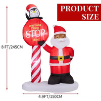 8.2FT Lighted Christmas Inflatable Decoration, Inflatable Black Santa & Road Sign, Funny Blow Up Yard Decorations With Built-in LED Lights For Holiday Party Front Yard Lawn Garden Decor
