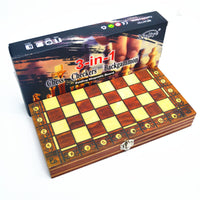 Wooden Magnetic 3 In 1 Chess Set  Folding
