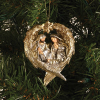 Holy Family In Gold Heart Christmas Ornament
