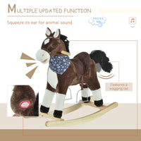 Plush Cowboy Rocking Horse, Wooden Ride-On With Realistic Sounds, Wild West Fun, Brown, For 3-6 Years