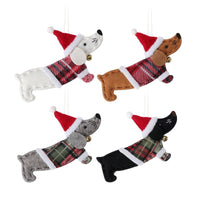 Christmas Ornaments Plaid Dachshund Dogs
