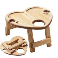 Creative Wooden Love Portable Wine Table Tray
