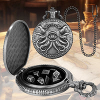 Steampunk Cyclops Octopus Pocket Watch Dice Set DND Game 7-Piece Set Dice Storage Box Retro Alloy Dice Full Set Portable Decorative Gift