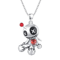 Cartoon Red Heart Voodoo Doll Necklace Halloween Personality Clavicle Necklace Fashion Jewelry Accessories
