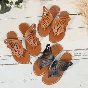 Sandales d'été Vintage Flip Flop ailes de papillon chaussures plates pantoufles d'extérieur