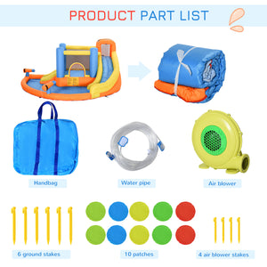 Kids Inflatable Water Slide 5-in-1 Bounce House Water Park Jumping Castle With Water Pool, Slide, Climbing Walls & 450W Air Blower