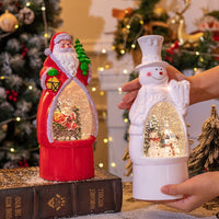 Boîte à musique père noël bonhomme de neige, boule à neige lumineuse, décoration de noël
