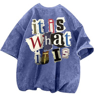 Mens Letter-Print Vintage Oversized T-Shirt
