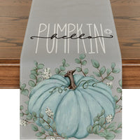 Thanksgiving Pumpkin Printed Linen Table Runner
