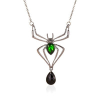 3pcs Halloween Drop-shapedp Spider Necklace Set With Earrings Ring Vintage Necklace Pendant
