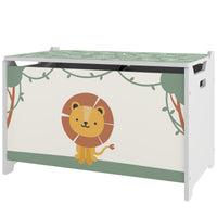 Toy Box With Lid, Safety Hinges And Groove Handles, Toy Storage Organizer For Kids, Living Room, Playroom, Green

